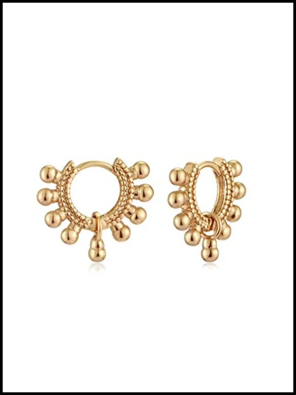 14k Gold Plated Huggie Hoop Earrings for Women - Small Ball Design